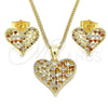 Juego de Arete y Dije de Adulto 10.156.0293.1 Oro Laminado, Pulido, Tono Dorado
