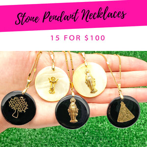 Kit Surtido de 15 Collares con Dije de Piedra de Oro Laminado al por mayor — SKU 139364