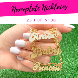 Kit Surtido de 25 Collares Placa de Nombre de Oro Laminado al por mayor — SKU 139371