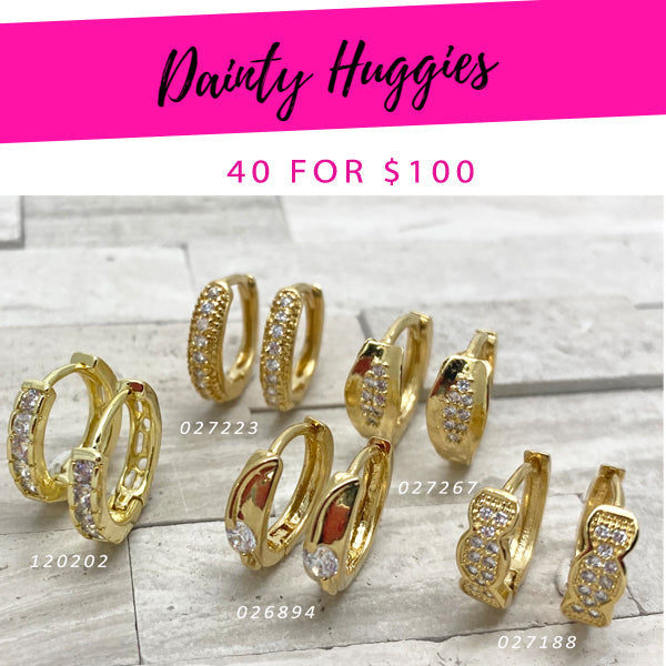 Kit Surtido de 40 Argollas Huggies Delicadas de Oro Laminado al por mayor — SKU 139374