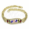 Pulsera Elegante 03.316.0059.08 Oro Laminado, con Multicolor Zirconia Cubica, Pulido, Tono Dorado (05 MM Thickness, 8 Inches Length)
