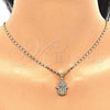 Juego de Arete y Dije de Adulto 10.316.0051 Oro Laminado, Diseño de Mano de Dios, con Multicolor Micro Pave, Pulido, Tono Dorado
