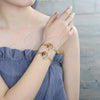 Pulsera Elegante 03.316.0069.08 Oro Laminado, Diseño de Mariposa y Pescado, con Negro and Blanca Zirconia Cubica, Pulido, Tono Dorado (05 MM Thickness, 8 Inches Length)