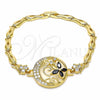Pulsera Elegante 03.316.0069.08 Oro Laminado, Diseño de Mariposa y Pescado, con Negro and Blanca Zirconia Cubica, Pulido, Tono Dorado (05 MM Thickness, 8 Inches Length)