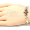 Pulsera Elegante 03.316.0070.08 Oro Laminado, Diseño de Flor y Oja, con Negro and Blanca Zirconia Cubica, Pulido, Tono Dorado (05 MM Thickness, 8 Inches Length)