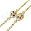 Pulsera Elegante 03.316.0071.1.08 Oro Laminado, Diseño de Oja y Pescado, con Multicolor Zirconia Cubica, Pulido, Tono Dorado (05 MM Thickness, 8 Inches Length)