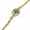 Pulsera Elegante 03.316.0073.08 Oro Laminado, Diseño de Flor y Pescado, con Negro and Blanca Zirconia Cubica, Pulido, Tono Dorado (05 MM Thickness, 8 Inches Length)