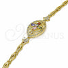 Pulsera Elegante 03.316.0073.1.08 Oro Laminado, Diseño de Flor y Pescado, con Multicolor Zirconia Cubica, Pulido, Tono Dorado (05 MM Thickness, 8 Inches Length)