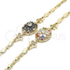 Pulsera Elegante 03.316.0076.07 Oro Laminado, Diseño de Flor, con Negro and Blanca Zirconia Cubica, Pulido, Tono Dorado (04 MM Thickness, 7 Inches Length)