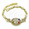 Pulsera Elegante 03.316.0076.1.07 Oro Laminado, Diseño de Flor, con Multicolor Zirconia Cubica, Pulido, Tono Dorado (04 MM Thickness, 7 Inches Length)