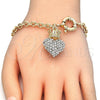 Pulsera de Dije 03.63.2211.08 Oro Laminado, Diseño de Corazón y Corona, con Blanca Cristal, Pulido, Tono Dorado (06 MM Thickness, 8 Inches Length)