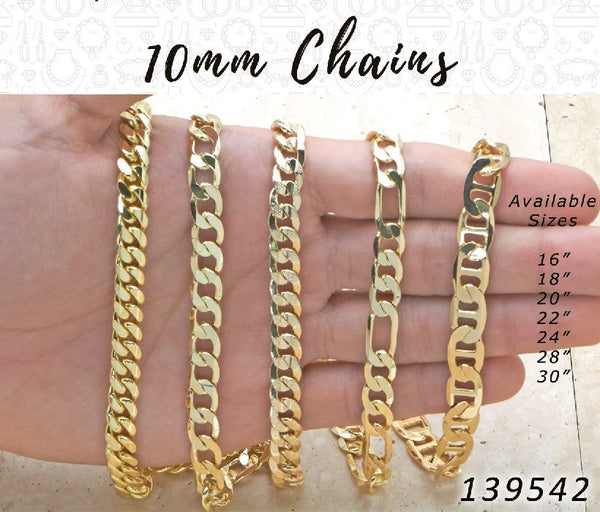 Kit Surtido de Cadenas de 10 mm de Oro Laminado al por mayor — SKU 139542.20