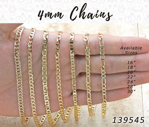 Kit Surtido de Cadenas de 4 mm de Oro Laminado al por mayor — SKU 139545.16