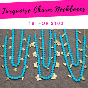 Kit Surtido de 18 Collares con Dije Turquesa de Oro Laminado al por mayor — SKU 139593