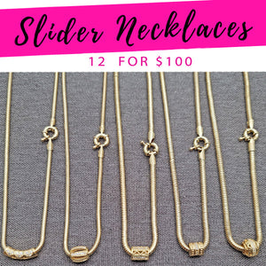 Kit Surtido de 12 Collares Slider de Oro Laminado al por mayor — SKU 139595