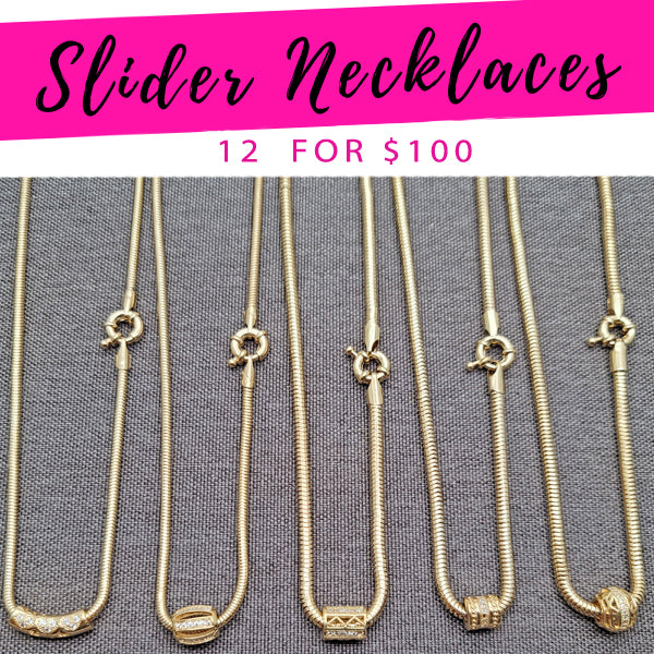 Kit Surtido de 12 Collares Slider de Oro Laminado al por mayor — SKU 139595