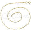 Gargantilla Basica 04.09.0189.20 Oro Laminado, Diseño de Paperclip, Pulido, Tono Dorado (0.50 Gauge, 01 MM Thickness, 20 Inches Length)