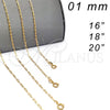 Gargantilla Basica 04.09.0189.20 Oro Laminado, Diseño de Paperclip, Pulido, Tono Dorado (0.50 Gauge, 01 MM Thickness, 20 Inches Length)