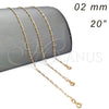 Gargantilla Basica 04.09.0190.20 Oro Laminado, Diseño de Paperclip, Pulido, Tono Dorado (0.60 Gauge, 02 MM Thickness, 20 Inches Length)