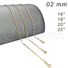Gargantilla Basica 04.09.0190.20 Oro Laminado, Diseño de Paperclip, Pulido, Tono Dorado (0.60 Gauge, 02 MM Thickness, 20 Inches Length)