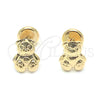 Arete Dormilona 02.09.0209 Oro Laminado, Diseño de Osito, Pulido, Tono Dorado