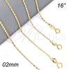 Gargantilla Basica 04.32.0021.16 Oro Laminado, Diseño de Mariner, Pulido, Tono Dorado (0.40 Gauge, 02 MM Thickness, 16 Inches Length)