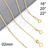 Gargantilla Basica 04.32.0021.22 Oro Laminado, Diseño de Mariner, Pulido, Tono Dorado (0.40 Gauge, 02 MM Thickness, 22 Inches Length)