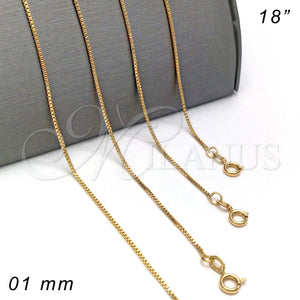 Gargantilla Basica 04.09.0188.18 Oro Laminado, Diseño de Box, Pulido, Tono Dorado (120 Gauge, 01 MM Thickness, 18 Inches Length)