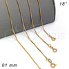 Gargantilla Basica 04.09.0188.18 Oro Laminado, Diseño de Box, Pulido, Tono Dorado (120 Gauge, 01 MM Thickness, 18 Inches Length)