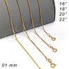 Gargantilla Basica 04.09.0188.18 Oro Laminado, Diseño de Box, Pulido, Tono Dorado (120 Gauge, 01 MM Thickness, 18 Inches Length)