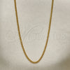 Gargantilla Basica 04.58.0003.22 Oro Laminado, Diseño de Cubana, Pulido, Tono Dorado (0.40 Gauge, 01 MM Thickness, 22 Inches Length)