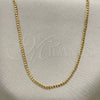 Gargantilla Basica 04.58.0005.20 Oro Laminado, Diseño de Cubana, Pulido, Tono Dorado (0.60 Gauge, 02 MM Thickness, 20 Inches Length)