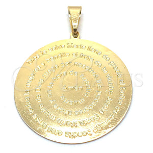 Dije Religioso 05.32.0073 Oro Laminado, Diseño de Oracion, Pulido, Tono Dorado