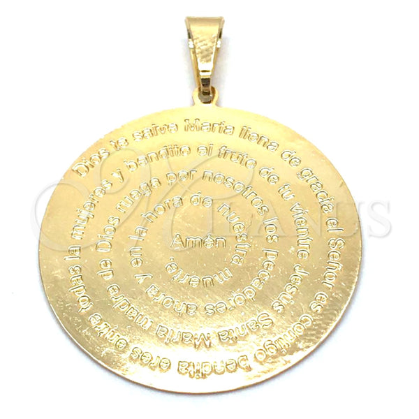 Dije Religioso 05.32.0073 Oro Laminado, Diseño de Oracion, Pulido, Tono Dorado