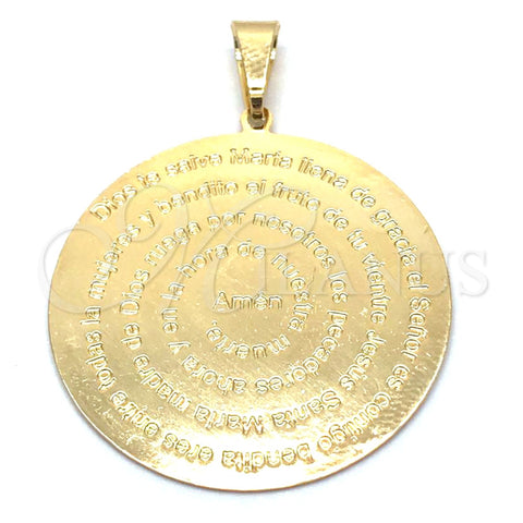 Dije Religioso 05.32.0073 Oro Laminado, Diseño de Oracion, Pulido, Tono Dorado