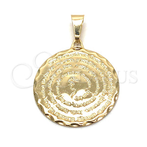 Dije Religioso 05.32.0074 Oro Laminado, Diseño de Oracion, Pulido, Tono Dorado