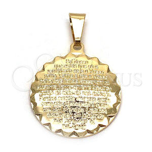 Dije Religioso 05.32.0075 Oro Laminado, Diseño de Oracion, Pulido, Tono Dorado