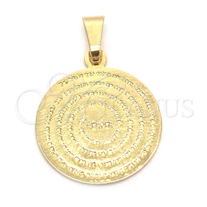 Dije Religioso 05.32.0076 Oro Laminado, Diseño de Oracion, Pulido, Tono Dorado