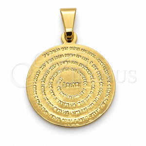 Dije Religioso 05.32.0076 Oro Laminado, Diseño de Oracion, Pulido, Tono Dorado