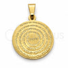 Dije Religioso 05.32.0076 Oro Laminado, Diseño de Oracion, Pulido, Tono Dorado