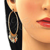 Argolla Grande 02.380.0022.50 Oro Laminado, Diseño de Corazón, Diamantado, Tres Tonos