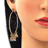 Argolla Grande 02.380.0016.50 Oro Laminado, Diseño de Elefante, Diamantado, Tres Tonos