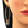 Argolla Grande 02.380.0019.50 Oro Laminado, Diseño de Estrella, Diamantado, Tres Tonos