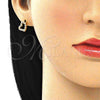 Arete Dormilona 02.156.0494.1 Oro Laminado, Diseño de Corazón, con Granate and Blanca Micro Pave, Pulido, Tono Dorado