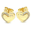 Arete Dormilona 02.156.0495 Oro Laminado, Diseño de Corazón, con Blanca Micro Pave, Pulido, Tono Dorado