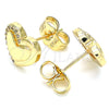 Arete Dormilona 02.156.0495 Oro Laminado, Diseño de Corazón, con Blanca Micro Pave, Pulido, Tono Dorado