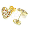 Arete Dormilona 02.156.0496.1 Oro Laminado, Diseño de Corazón, con Granate and Blanca Micro Pave, Pulido, Tono Dorado