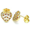 Arete Dormilona 02.156.0496.1 Oro Laminado, Diseño de Corazón, con Granate and Blanca Micro Pave, Pulido, Tono Dorado
