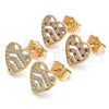 Arete Dormilona 02.156.0496.1 Oro Laminado, Diseño de Corazón, con Granate and Blanca Micro Pave, Pulido, Tono Dorado
