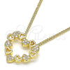 Collares con Dije 04.156.0357.20 Oro Laminado, Diseño de Corazón, con Blanca Micro Pave, Pulido, Tono Dorado (02 MM Thickness, 20 Inches Length)